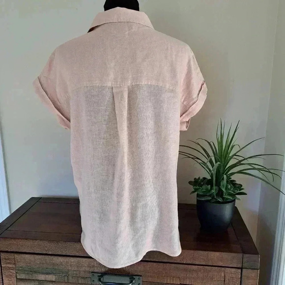 ❤️ Jachs Girlfriend Short Sleeved Linen Blend Blouse Small Pink Lightweight Top - Picture 3 of 14